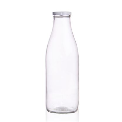 láhev sklo+víčko na mléko 1L čirá