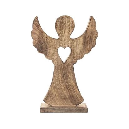 anděl dřevo MANGO srdce